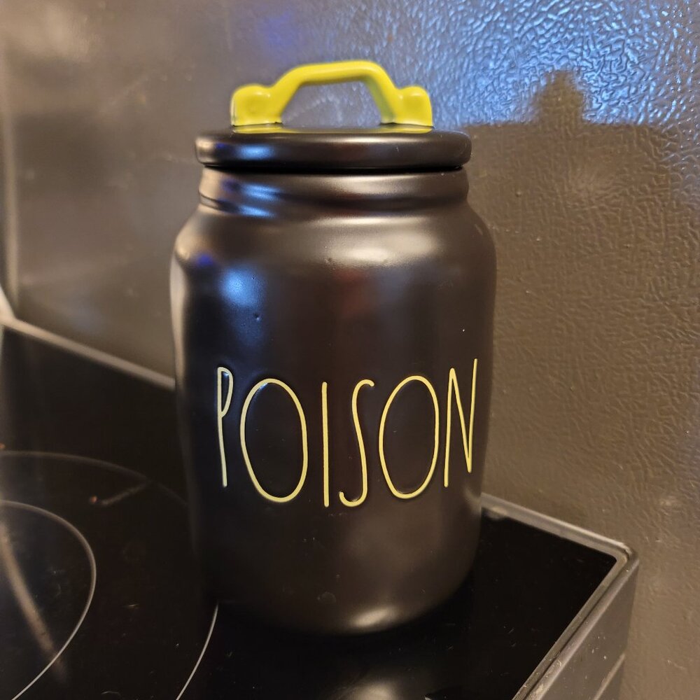 Rae Dunn POISON Halloween Black Canister